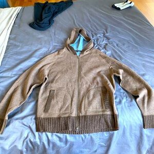 EUC Italian brown zipper hoodie with blue interior